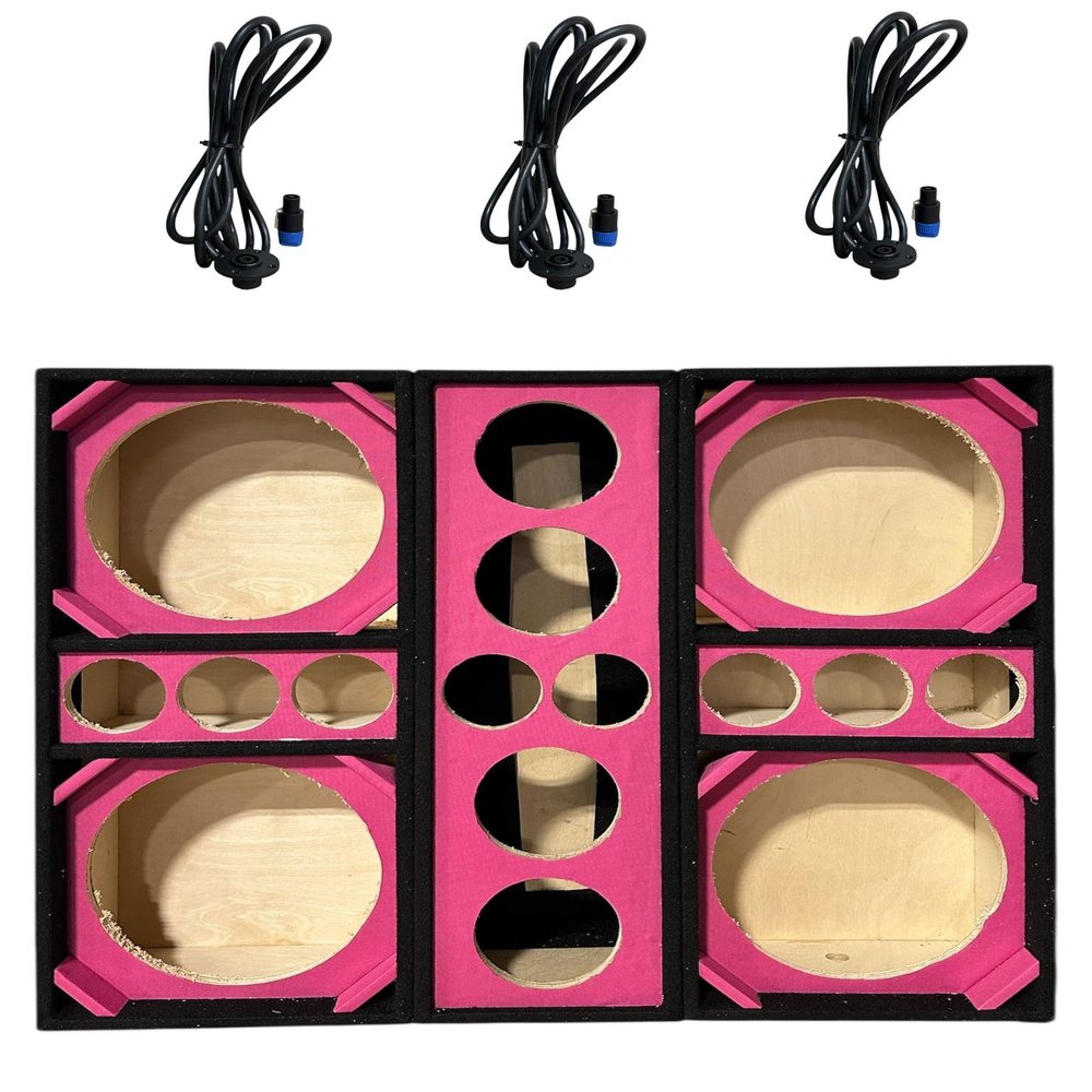 12" Brazilian Style Chuchera Speaker Box for Two 12" Speakers & Three 4" Tweeters Vented Enclosure for Car and Two 2" Driver Box