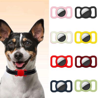 2pcs Pet Silicone Protective Case Dog Cat Collar Loop for Apple Cover for Air Tags Locator Tracker Anti-Lost Device New (Dark Blue 2pcs)