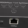 Ethernet Splitter 1 to 4, 1000Mbps Speed Inet Splitter, LAN Ethernet with USB C Supply, Network for Cat 6 7 8 Cables, Plug and Play view 3