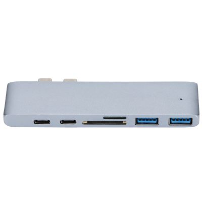 7 in 2 USB C Hub, Docking Station for Pro Air, USB 3.1 Multiport A with 4K, 2 3.0 Ports, Reader, Compact Aluminum y, Compatible with