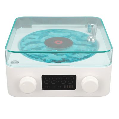 GOWENIC 3 in 1 Cordless Speaker with Night Light and Time Display, Vintage Tape Recorder Design Stereo Sound, with Ambient Water Wave Luminance, for Relaxation Bedroom Living Room Office (White)