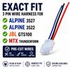 3 Pin Power Wiring Harness Plug Power Ground Remote Compatible with MTX THUNDERFORM Built in Amplifier Alpine 3522 3527 JBL GTS100 AMP Auto Stereo Repair Wiring Harness view 3