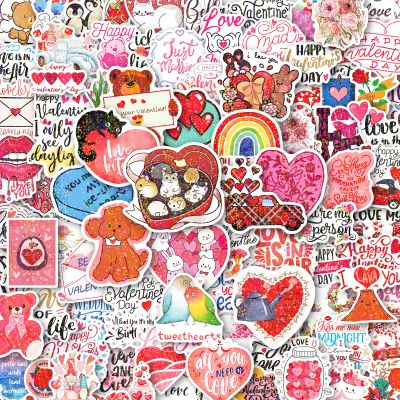 100Pcs Holographic Valentines Stickers for Kids, Heart Valentine's Stickers Bulk for Valentines Day Gifts for Kids Classroom School Exchange,Thickened Backing Vinyl Decals, Party Favors