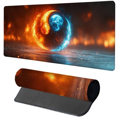 Gaming Mouse Pad Large, Orange Mouse Pad 48x24in, Tai Chi Desk Mat with Non-Slip Rubber Base, Extended XXL Mousepad, Stitched Edges Desk Pad Mat for Computer Office Gaming Accessories, Gifts 7-7692