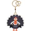 MC Fashion PU Leather Keychain Holder Case Compatible with AirTag, Cute Turkey Charm Key Ring GPS Tracker Case (Black)