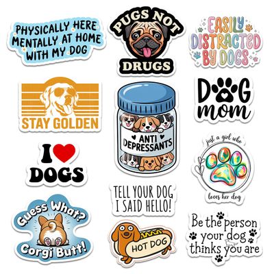 12 Pcs Funny Dog Stickers Pack, Cute Puppy Vinyl Decals with Hilarious Quotes for Pet Lovers, Dog Moms, Laptops, Water Bottles, Journals, Scrapbooking, and Gift Ideas 8