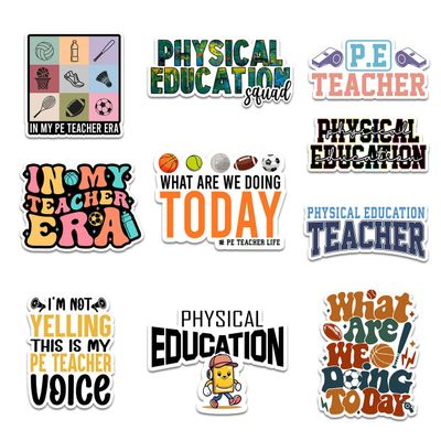 10 Pcs Physical Education Teacher Stickers Funny PE Quotes What are We Doing Today, This is My PE Teacher Voice Gifts for Gym Teachers, Coaches 7