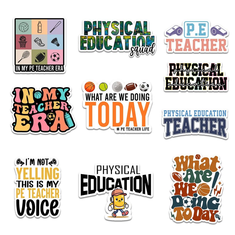 10 Pcs Physical Education Teacher Stickers  Funny PE Quotes What are We Doing Today, This is My PE Teacher Voice  Gifts for Gym Teachers, Coaches 7