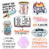 12 Pcs ADHD Stickers Pack, Funny Mental Health Vinyl Decals with Hyperfocus and Neurodivergent Quotes for Laptops, Water Bottles, Journals, Scrapbooking, and Therapy Gifts 7 view 1