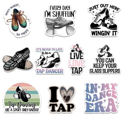 10 Pcs Tap Dance Stickers Pack, Funny Tap Dancing Vinyl Decals with Shoes and Quotes for Dancers, Teachers, Students, Scrapbooking, Laptops, Water Bottles, Journals, and Dance Studio Gear 5