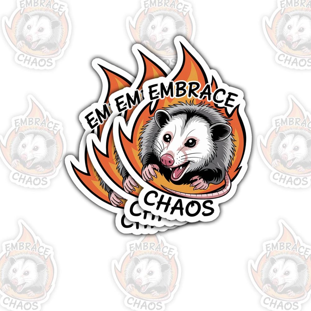 3 Pcs Possum Embrace Chaos Choose Violence Stickers Funny Chaotic Possum Meme Vinyl Decal for Laptop, Water Bottle, Notebook, Helmet, and Gremlin Energy Fans 3"x3" 7