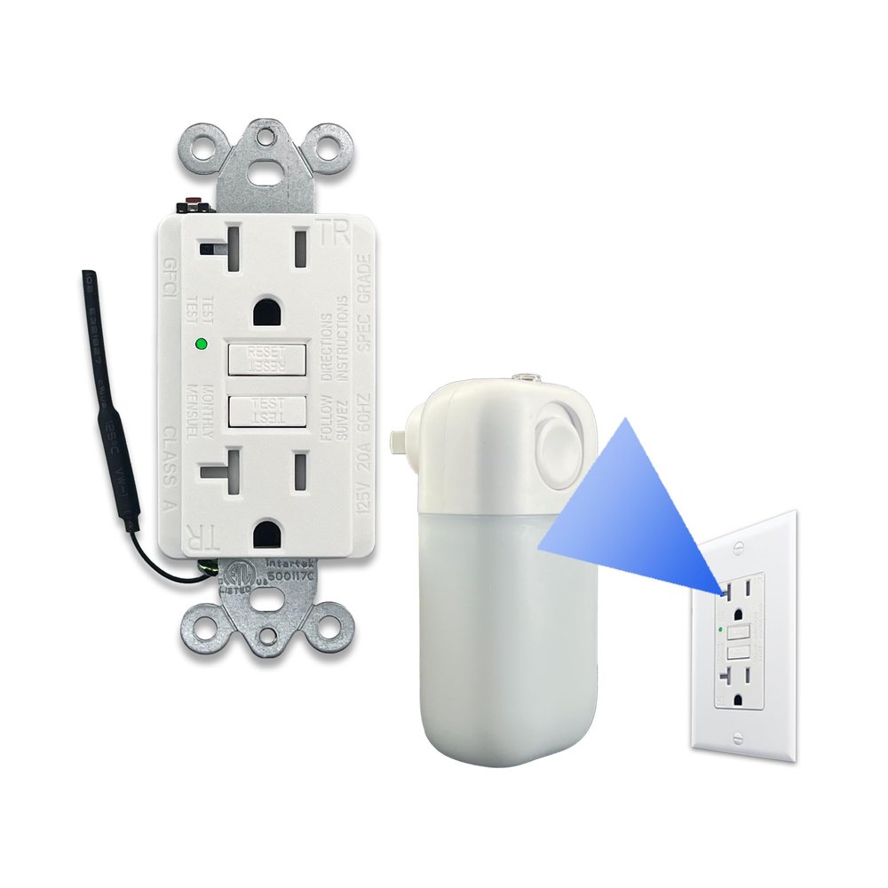 4K WiFi Wall GFCI Outlet Security Night Vision Camera | Real Functional Power Outlet | Selectable Lens Orientation (Forward/Upward/Downward) (Upward View+ Infrared Light)