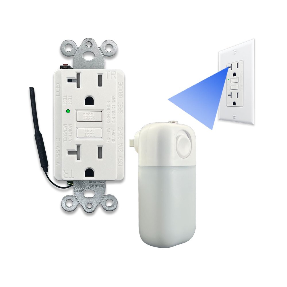 4K WiFi Wall GFCI Outlet Security Night Vision Camera | Real Functional Power Outlet | Selectable Lens Orientation (Forward/Upward/Downward) (Downward View+ Infrared Light)
