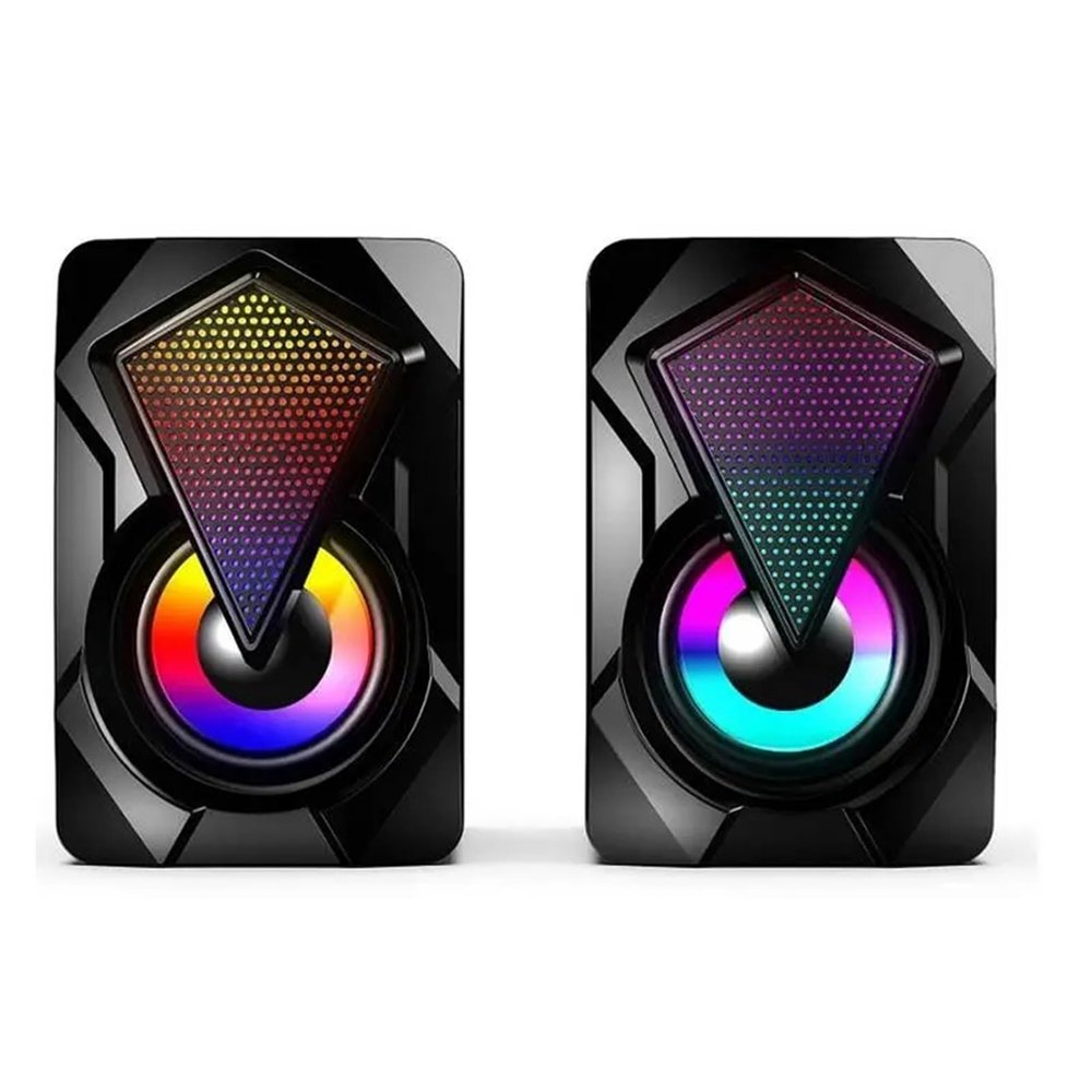 kuaidh 1set 2pcs Heavy Subwoofer Colorful Lights RGB Smart Portable Extra Bass Mode Speaker Stereo Multimedia