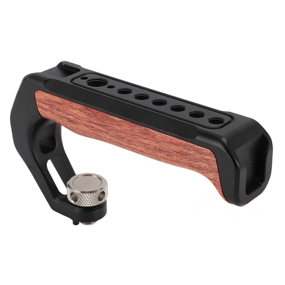 Acouto Camera Top Handle with 3 Cold Shoes Wooden Top Handle with 1/4" 3/8" Threaded Hole Ergonomic Aluminum Alloy Camera Professional Video Accessories Stabilizers
