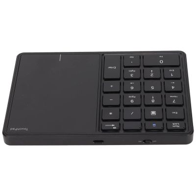 Pissente Wireless Numeric Keypad for Laptop Numeric Pad for Computer 22 Keys with Large Touchpad BT 5.0 & 2.4G Dual Mode Portable for Win iOS OS X (Black)