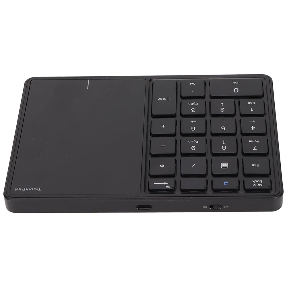 Pissente Wireless Numeric Keypad for Laptop Numeric Pad for Computer 22 Keys with Large Touchpad BT 5.0 & 2.4G Dual Mode Portable for Win iOS OS X (Black)