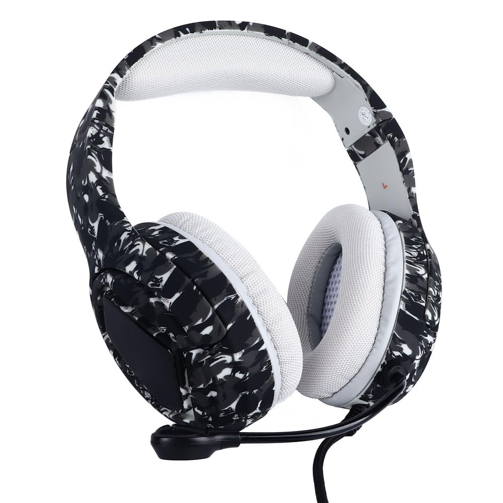ANGGREK Wired Gaming Headset, Omnidirectional OverEar Moderate Cable Length for Home Use (Cool Black Camo)