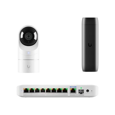 Conference Room Hub (UF-Conference-Hub) Flex 2.5G Switch (Flex-2.5G) + Viewport (UFP-Viewport) + G5 Flex Camera (UVC-G5-Flex) Meeting Room Connectivity & Monitoring Bundle