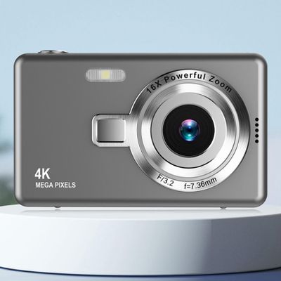 48mp Portable Compact Digital Camera with 32gb Card, Vlogging Camera with 4 Inch Tft-LCD Screen, Cameras for Photography, 16x Zoom Photo Cameras, 1080p Photography Supports (Gray)