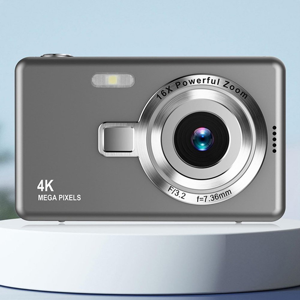 48mp Portable Compact Digital Camera with 32gb Card, Vlogging Camera with 4 Inch Tft-LCD Screen, Cameras for Photography, 16x Zoom Photo Cameras, 1080p Photography Supports (Gray)