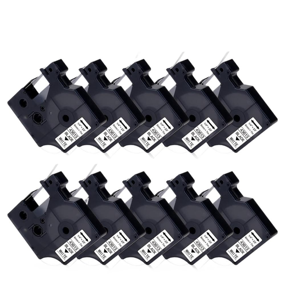 10 Pack 12mm Black On White Tape for D1 Tape 43613 Label Maker Printer Supplies Compatible with LabelManager 160 280 for Part Number 43613