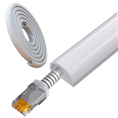 393in Cable Protector Cord Cover Floor Cord Hider with Self-Adhesive Backing Free-Cut to Any Length & Seamless Splicing(White)