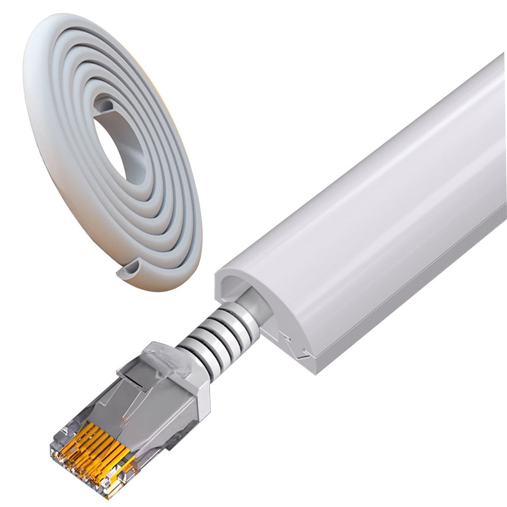 393in Cable Protector Cord Cover Floor Cord Hider with Self-Adhesive Backing Free-Cut to Any Length & Seamless Splicing(White)