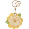 MC Fashion PU Leather Keychain Holder Case Compatible with AirTag, 3D Camellia Floral Charm Key Ring GPS Tracker Case (Yellow) view 1