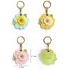 MC Fashion PU Leather Keychain Holder Case Compatible with AirTag, 3D Camellia Floral Charm Key Ring GPS Tracker Case (Yellow) view 3