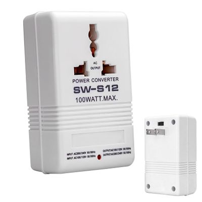 100W Two-Way Voltage Converter, AC 110V to 220V Step Up Voltage Converter, AC 220V & 110V Step Down Transformer, Universal Power Adapter Socket for Travel RV Camping, Small Appliances <50W