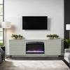 73 inch Fireplace TV Stand for TVs up to 85 inches, Sandstone Finish TV Stand with Storage Cabinets,TV Cabinet Entertainment Center,for The Living Room view 2