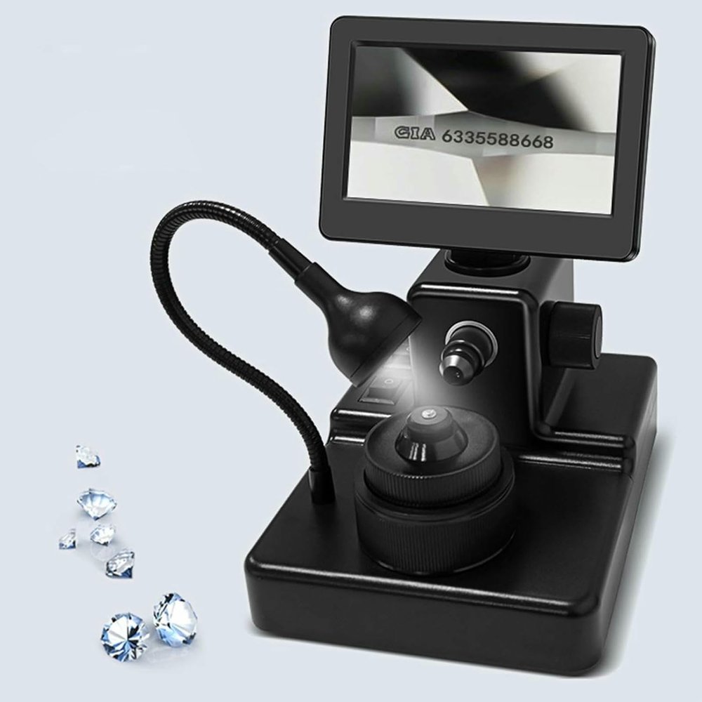 4.3Inch LCD Digital Microscope,Digital Diamond Girdle Viewer, 50-1000X Magnification, Accurate Identification, for Diamond Inscription Viewer