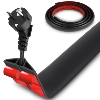 16.4 FT Floor Cord Cover for Wires on Floor, 0.47" x 0.29" Self Adhesive Cord Hider, Hide Electric Wire on Carpet, Power Cable Protector, Cord-Runner Protective (Black)