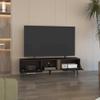 63" Wide Tv Stand with Two Pull Down Cabinets, Two Shelves, Cable Management, Living Room, Tv Room Black Wengue - Light Oak TV Stand with Storage Cabinets,for The Living Room view 1