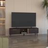 63" Wide Tv Stand with Two Pull Down Cabinets, Two Shelves, Cable Management, Living Room, Tv Room Black Wengue - Light Oak TV Stand with Storage Cabinets,for The Living Room view 2