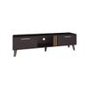 63" Wide Tv Stand with Two Pull Down Cabinets, Two Shelves, Cable Management, Living Room, Tv Room Black Wengue - Light Oak TV Stand with Storage Cabinets,for The Living Room view 3