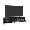 63" Wide Tv Stand with Two Pull Down Cabinets, Two Shelves, Cable Management, Living Room, Tv Room Black Wengue - Light Oak TV Stand with Storage Cabinets,for The Living Room view 4