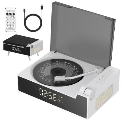 CD Player Portable with Bluetooth, Rechargeable CD Players Retro Suitcase CD Music Player with HiFi Speakers Desktop CD Player for Home Car Study Travel (White)