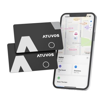 ATUVOS Blueooth Tracker Slim, Smart Air-Tag Wallet Card Ultra Thin 2 Packs Compatible with Apple Find My App (iOS Only), Item Locator for Luggage, Keys, Passport, Bags, IP67 Waterproof