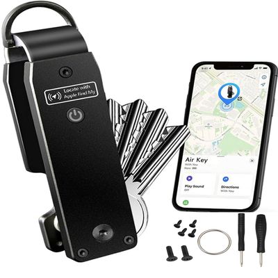 ShiChextasy Air Keychain with GPS Tracker : Lightweight Compact Key Holder for Outdoor Use - Minimalist Metal Key Organizer (Black)