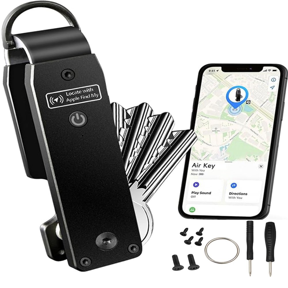 ShiChextasy Air Keychain with GPS Tracker : Lightweight Compact Key Holder for Outdoor Use - Minimalist Metal Key Organizer (Black)