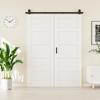 56" x 80" Solid Core Bifold Barn Door, Pre-Assembled MDF 5 Panels Bi Fold Barn Door with 64" Track Kit Included, Crack-Resistant & Water-Resistant Folding Closet Doors, Easy Installation, Paintable view 2