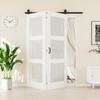 56" x 80" 3-Lites Tempered Frosted Glass Bifold Barn Door, Pre-Assembled MDF Panels Bi Fold Barn Door with 64" Track Kit Included, Paintable Folding Closet Doors Privacy Protection, Easy Installation view 1