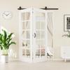 56" x 80" 10-Lites Tempered Clear Glass Bifold Barn Door, Pre-Assembled MDF Panels Bi Fold Barn Door with 64" Track Kit Included, Water-Resistant Folding Closet Doors, Easy Installation, Paintable view 1