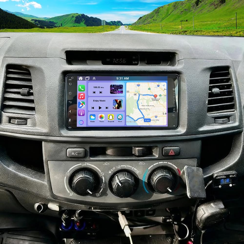4G+64G Car Stereo for Toyota Hilux 2005-2014 with Wireless CarPlay and Android Auto, 7 Inch Touch Screen Android 14 Double Din Car Radio Head Unit with GPS Bluetooth WiFi FM RDS SWC BT Backup Camera