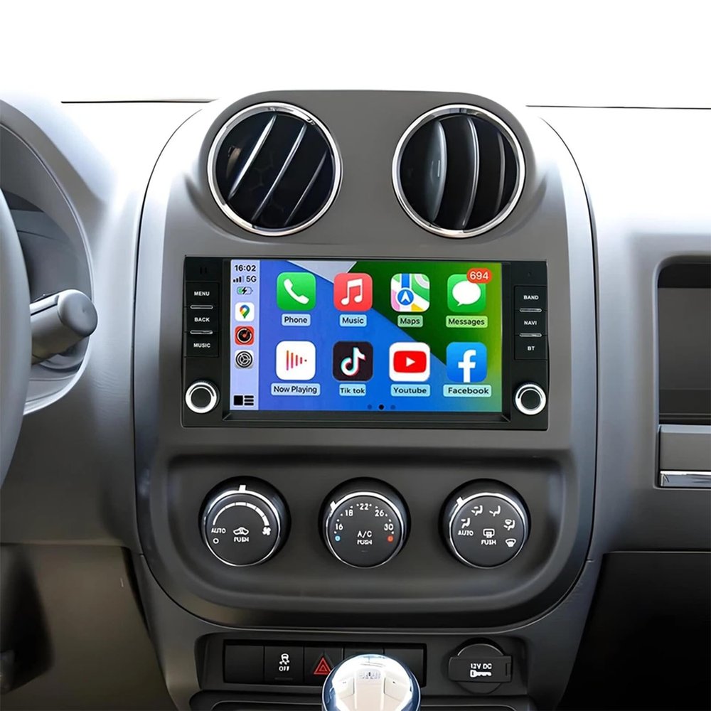 7 inch Touchscreen Car Stereo for Jeep Patriot 2009-2016, Android 13 Double Din Car Radio with Carplay & Android Auto in-Dash Navigation BT Mirror Link WiFi Backup Camera + Micphone