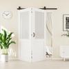 56" x 80" Tempered Frosted Glass Bifold Barn Door, Pre-Assembled MDF Panels Bi Fold Barn Door with 64" Track Kit Included, Paintable Folding Closet Doors Privacy Protection, Easy Installation view 2