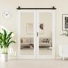 48" x 80" 1-Lite Shatterproof Mirror Bifold Barn Door, Pre-Assembled Bi Fold Barn Door with 64" Track Kit Included, Paintable Folding Closet Doors, Easy Installation, Energy Saving, White view 2