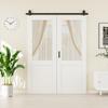 48" x 80" Tempered Clear Glass Bifold Barn Door, Pre-Assembled MDF Panels Bi Fold Barn Door with 64" Track Kit Included, Water-Resistant Folding Closet Doors, Easy Installation, Paintable view 2